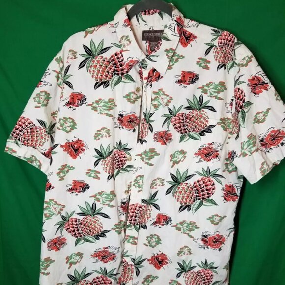 Cooke Street Hawaiian Islands Button Up Shirt Men’s Size XL Pineapple Island - Picture 1 of 7